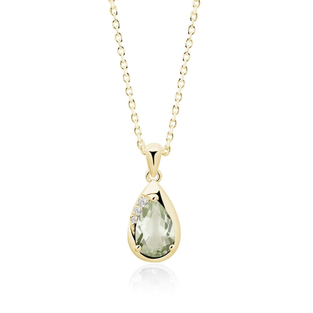Modernist Pear Shaped Green Amethyst Necklace - LUO Jewelry #metal_18k yellow gold