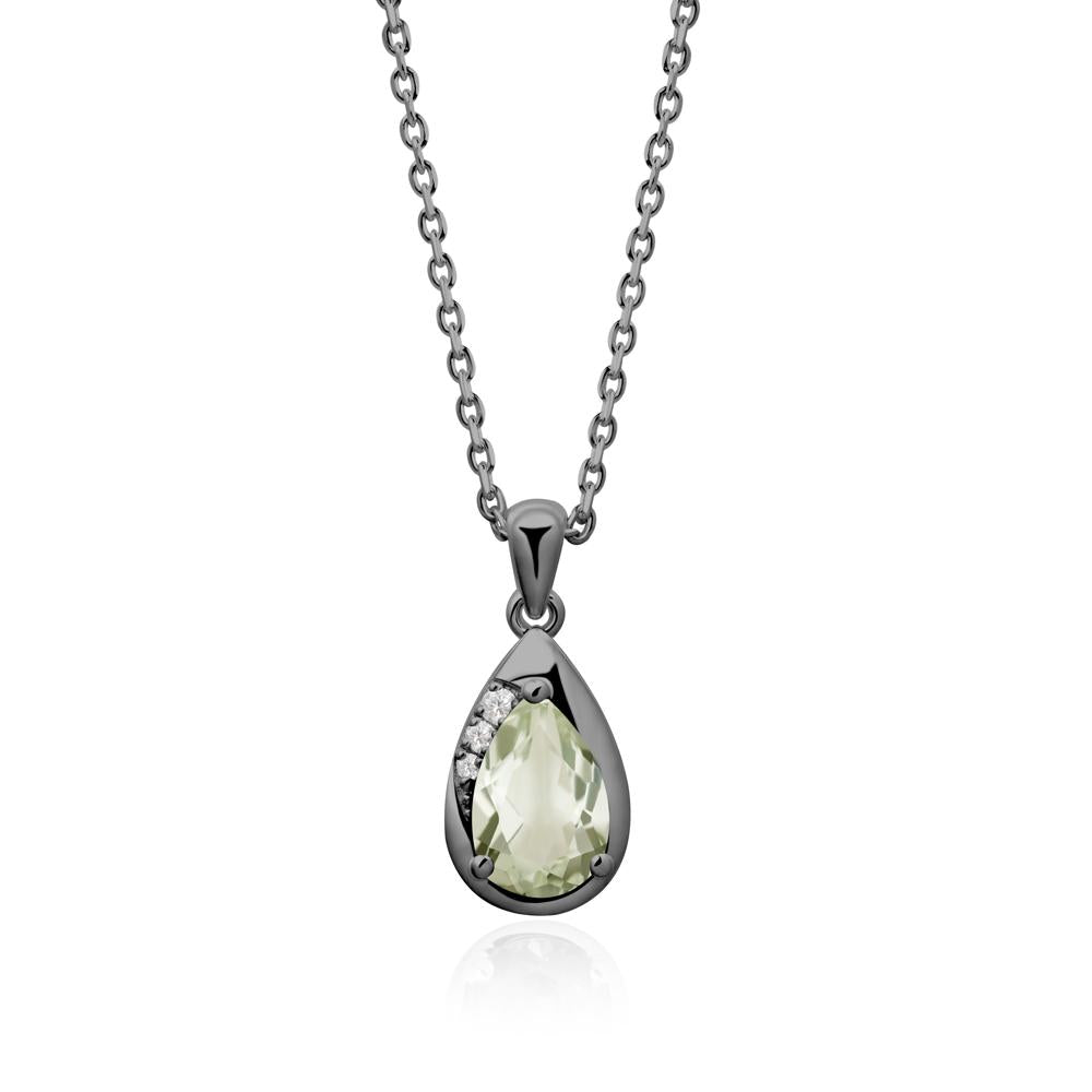 Modernist Pear Shaped Green Amethyst Necklace - LUO Jewelry #metal_black finish sterling silver