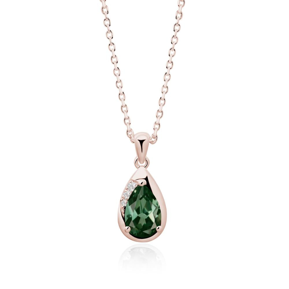 Modernist Pear Shaped Green Sapphire Necklace - LUO Jewelry #metal_14k rose gold
