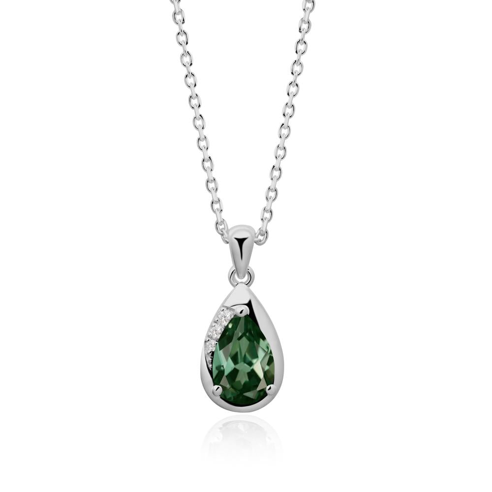 Modernist Pear Shaped Green Sapphire Necklace - LUO Jewelry #metal_platinum