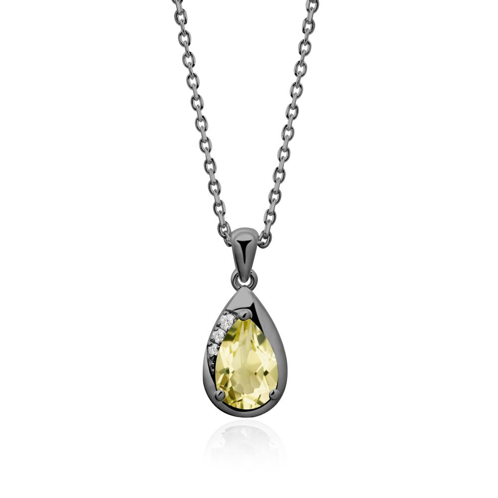 Modernist Teardrop Lemon Quartz Necklace - LUO Jewelry #metal_black finish sterling silver