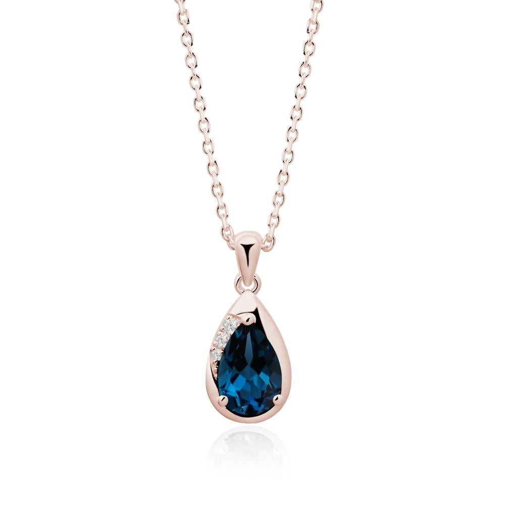 Modernist Teardrop London Blue Topaz Necklace - LUO Jewelry #metal_14k rose gold