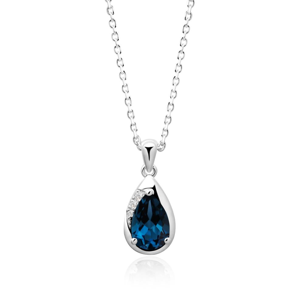 Modernist Teardrop London Blue Topaz Necklace - LUO Jewelry #metal_18k white gold