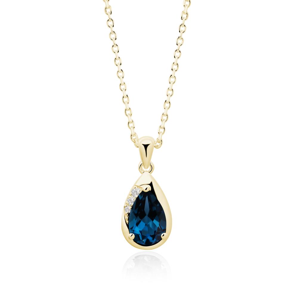 Modernist Teardrop London Blue Topaz Necklace - LUO Jewelry #metal_18k yellow gold
