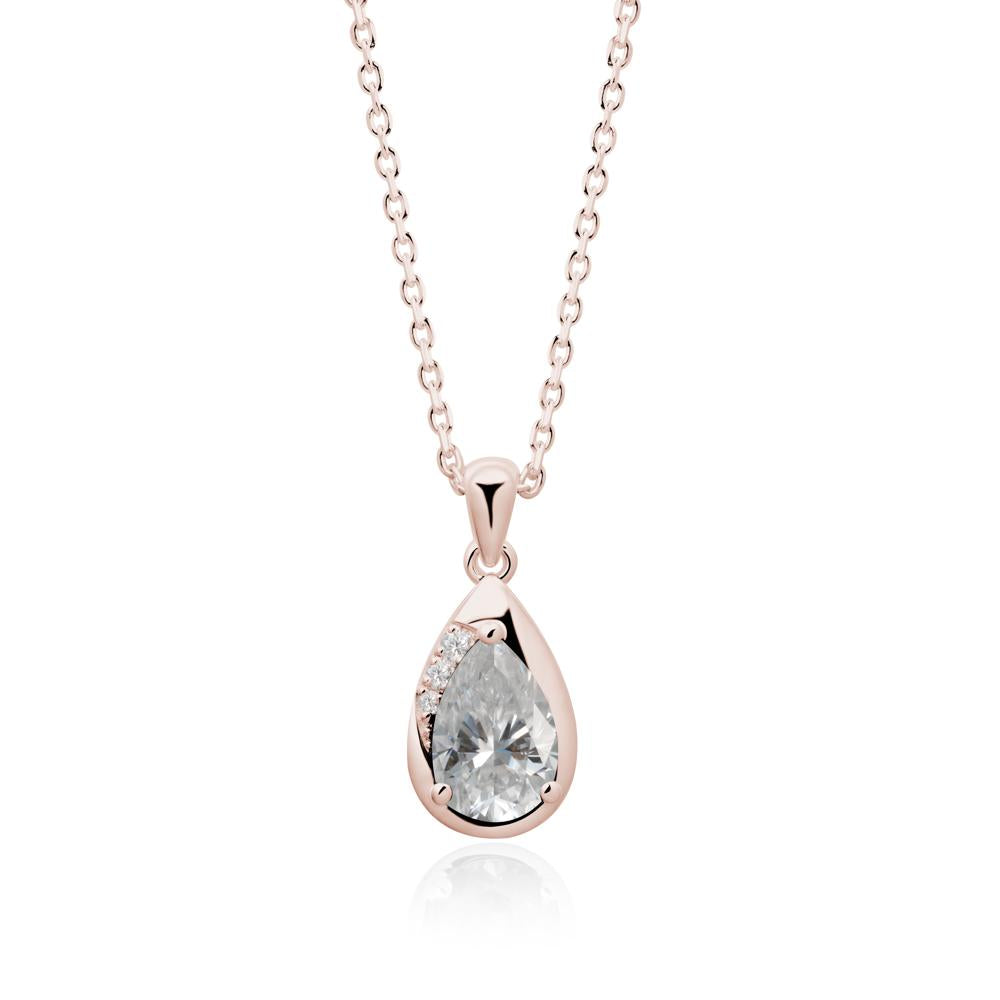Modernist Teardrop Moissanite Pendant - LUO Jewelry #metal_14k rose gold
