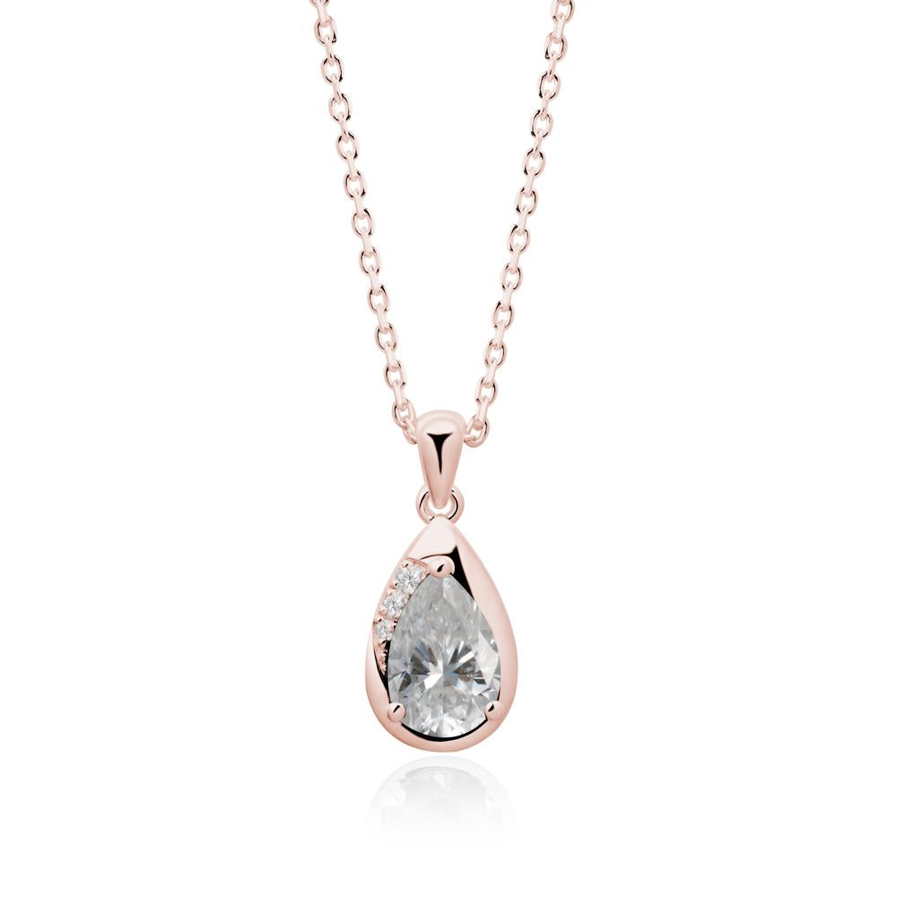 Modernist Teardrop Moissanite Pendant - LUO Jewelry #metal_18k rose gold