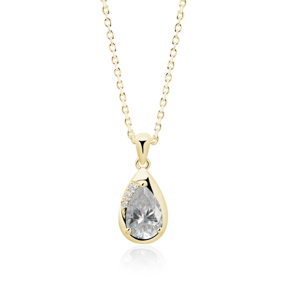 Modernist Teardrop Moissanite Pendant - LUO Jewelry #metal_18k yellow gold