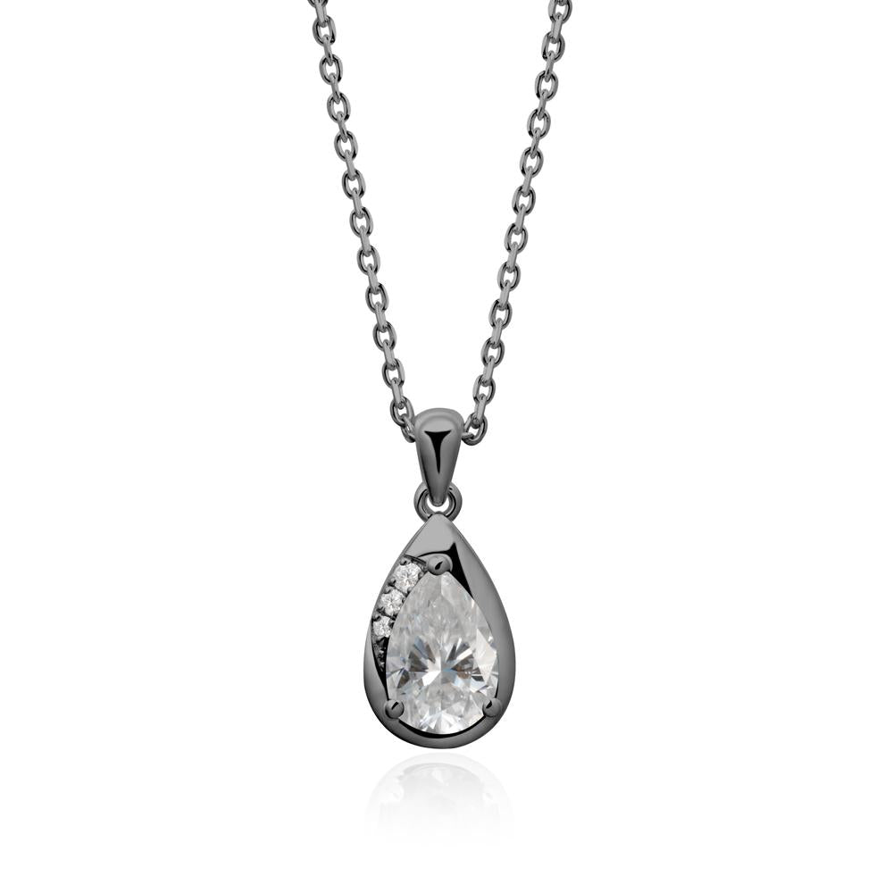 Modernist Teardrop Moissanite Pendant - LUO Jewelry #metal_black finish sterling silver
