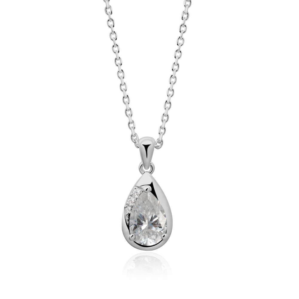 Modernist Teardrop Moissanite Pendant - LUO Jewelry #metal_platinum