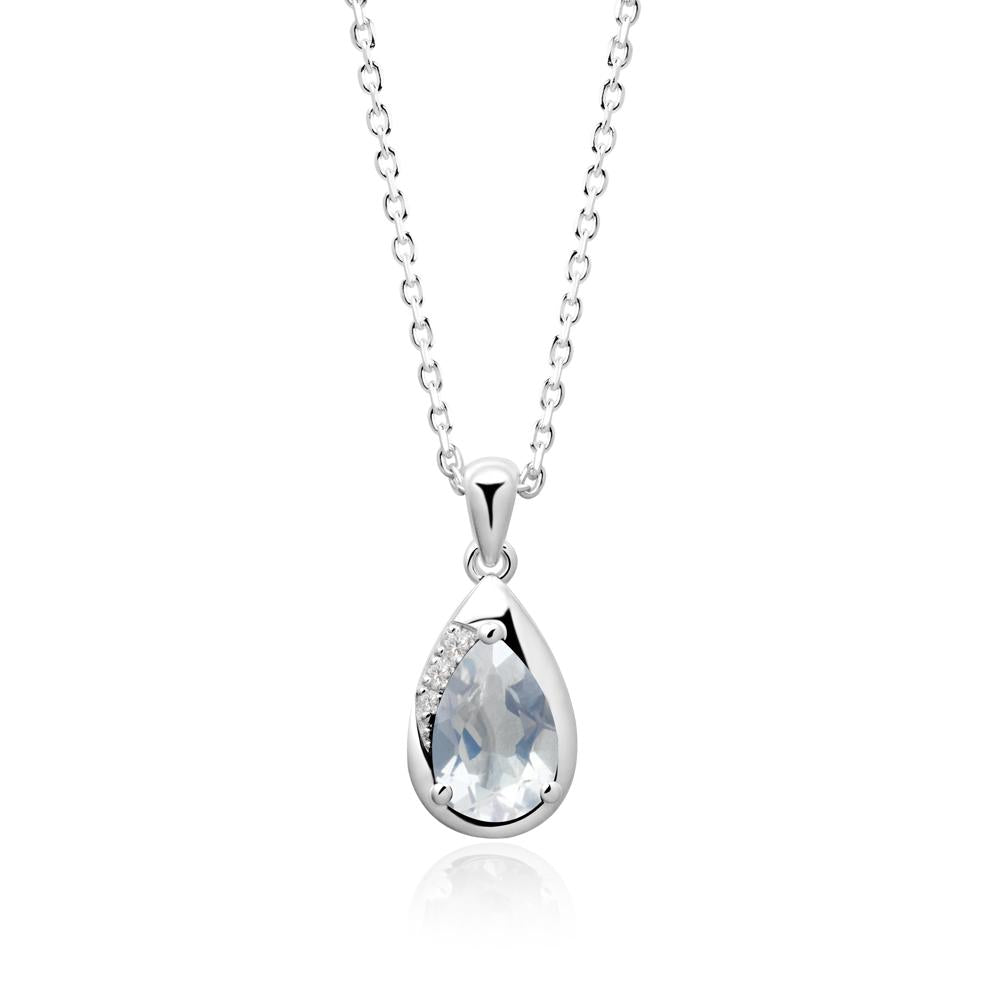 Modernist Teardrop Moonstone Necklace - LUO Jewelry #metal_14k white gold