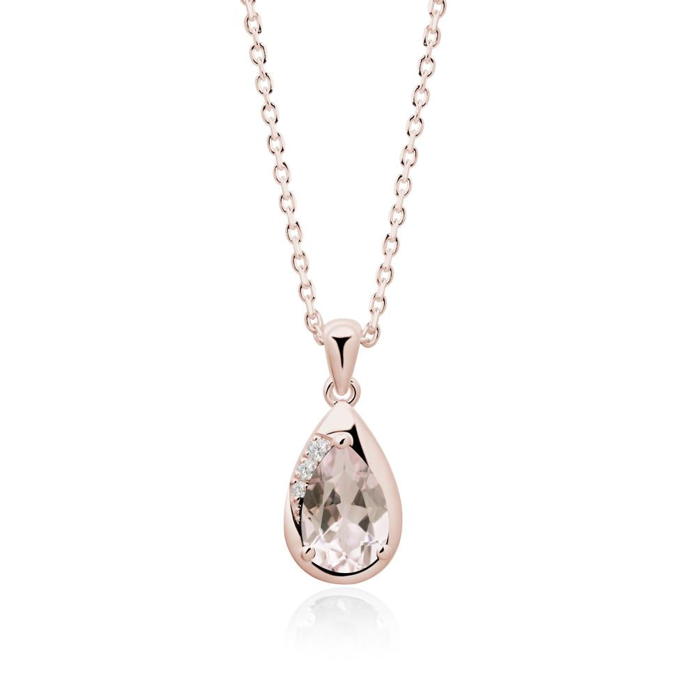 Modernist Pear Shaped Morganite Necklace - LUO Jewelry #metal_14k rose gold