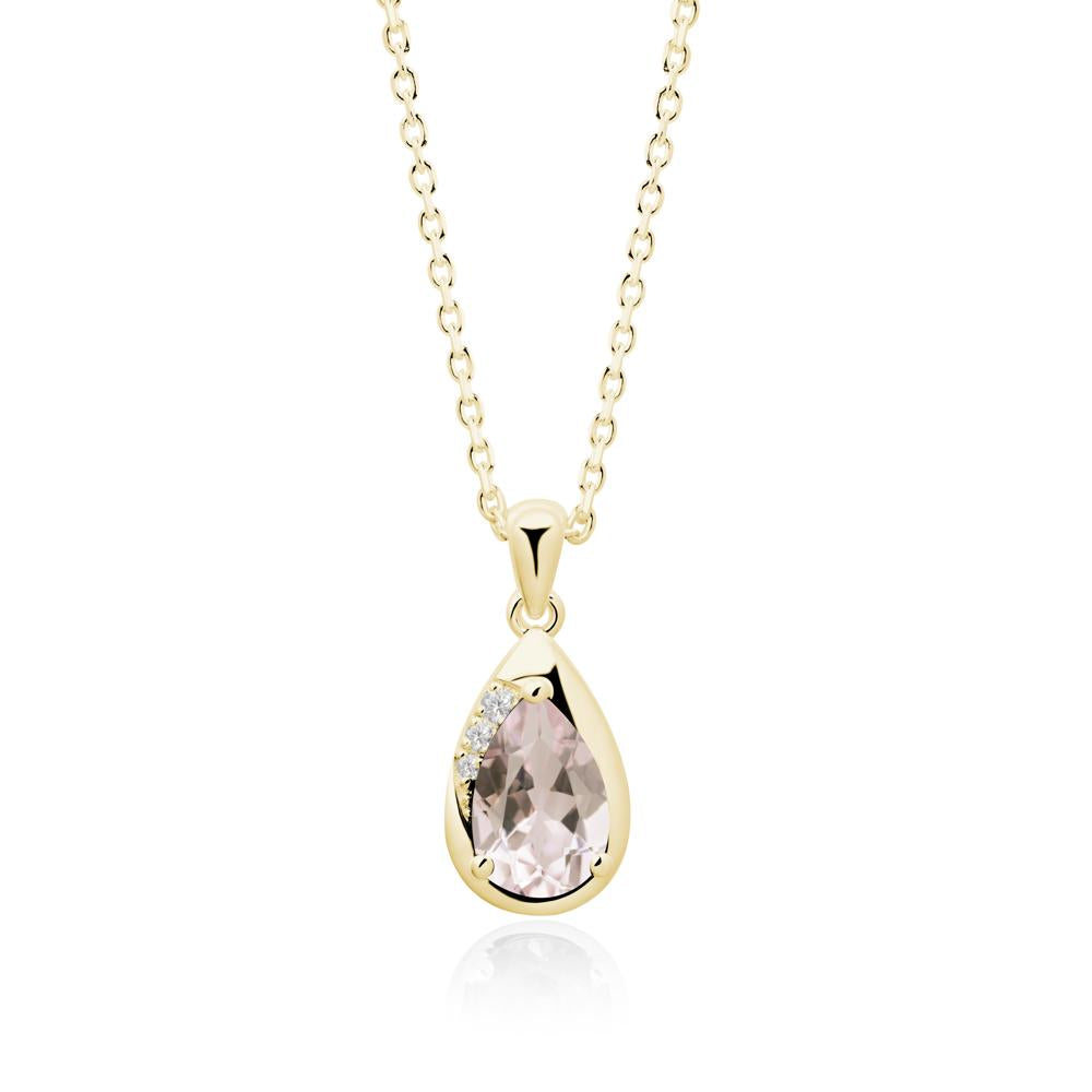 Modernist Pear Shaped Morganite Necklace - LUO Jewelry #metal_18k yellow gold