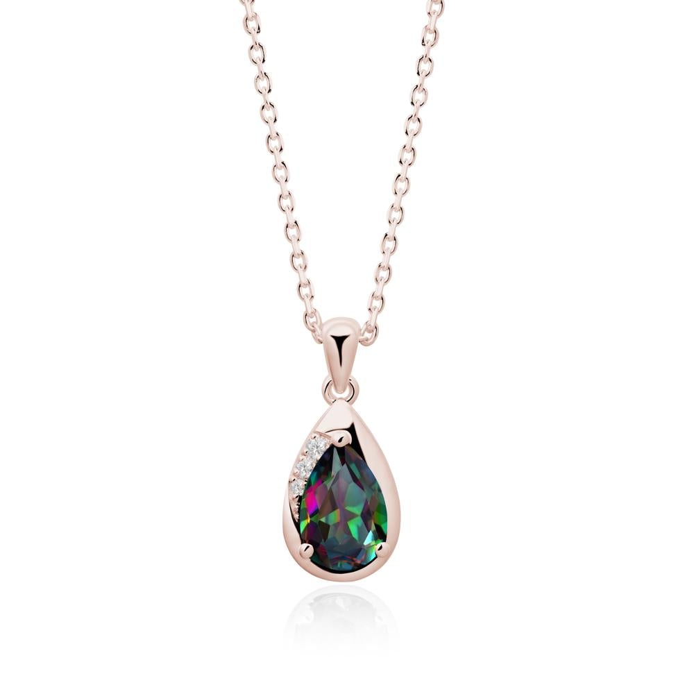 Modernist Pear Shaped Mystic Topaz Necklace - LUO Jewelry #metal_14k rose gold