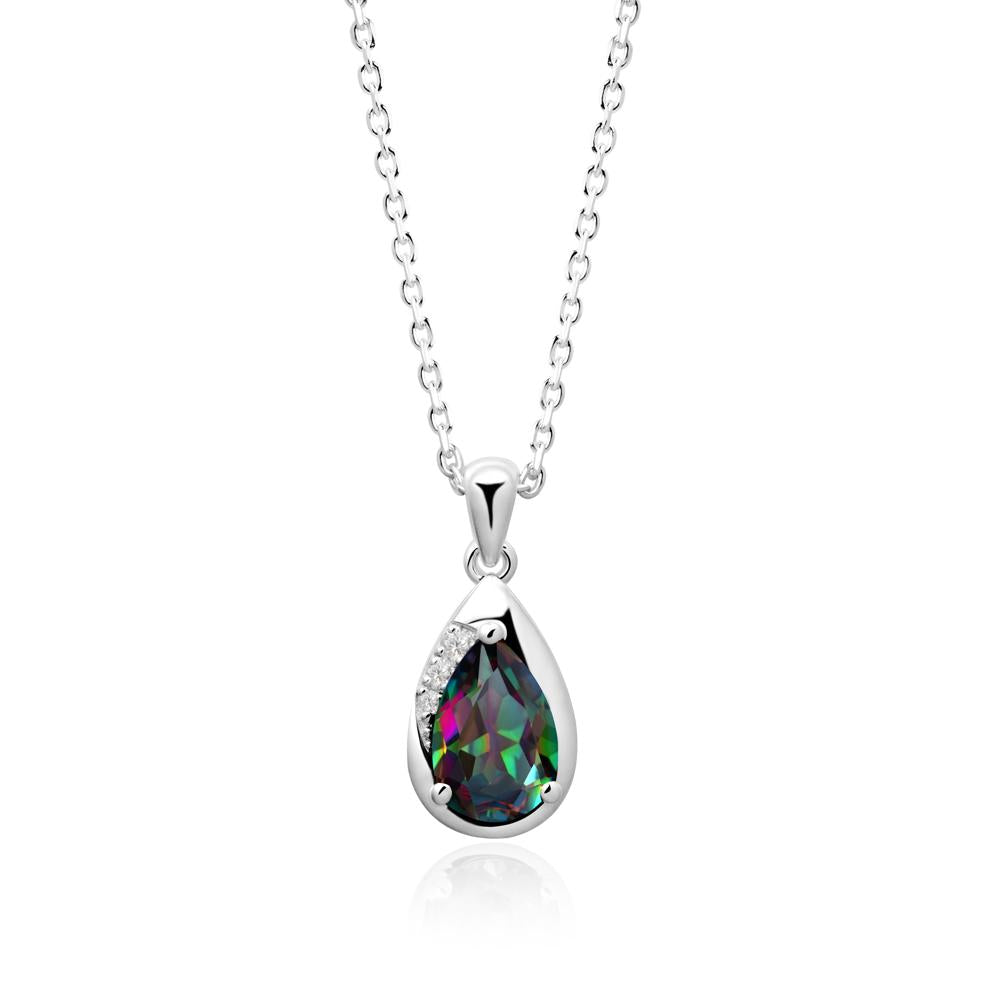 Modernist Pear Shaped Mystic Topaz Necklace - LUO Jewelry #metal_18k white gold