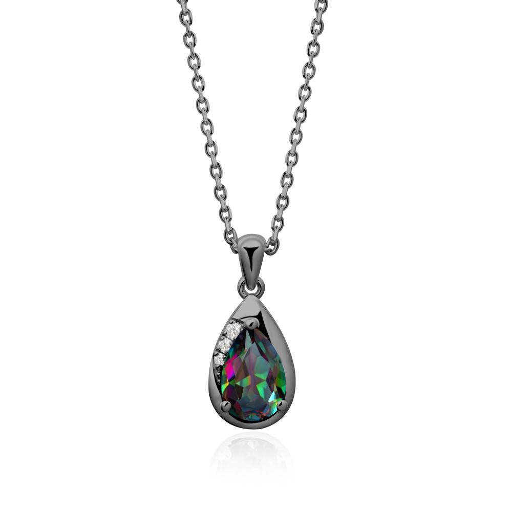 Modernist Pear Shaped Mystic Topaz Necklace - LUO Jewelry #metal_black finish sterling silver