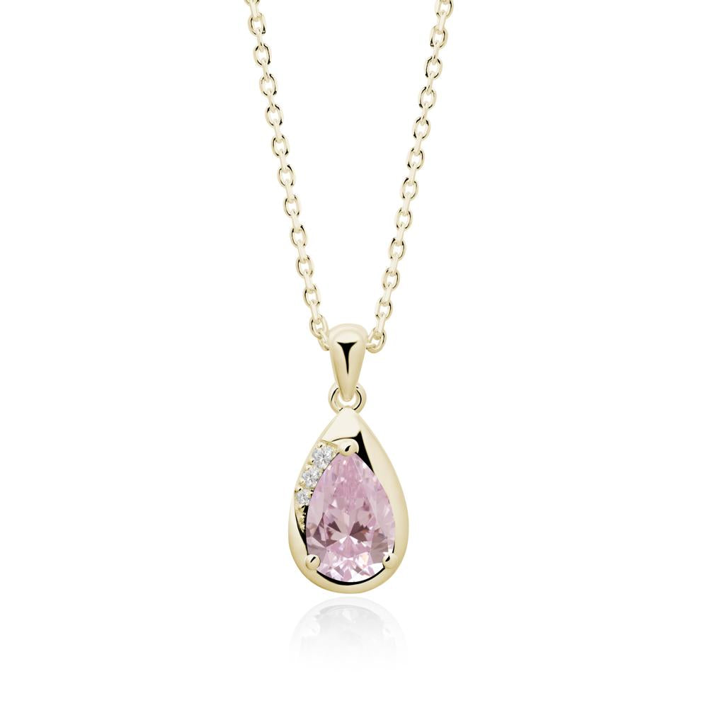 Modernist Pear Shaped Pink Cubic Zirconia Necklace - LUO Jewelry #metal_14k yellow gold