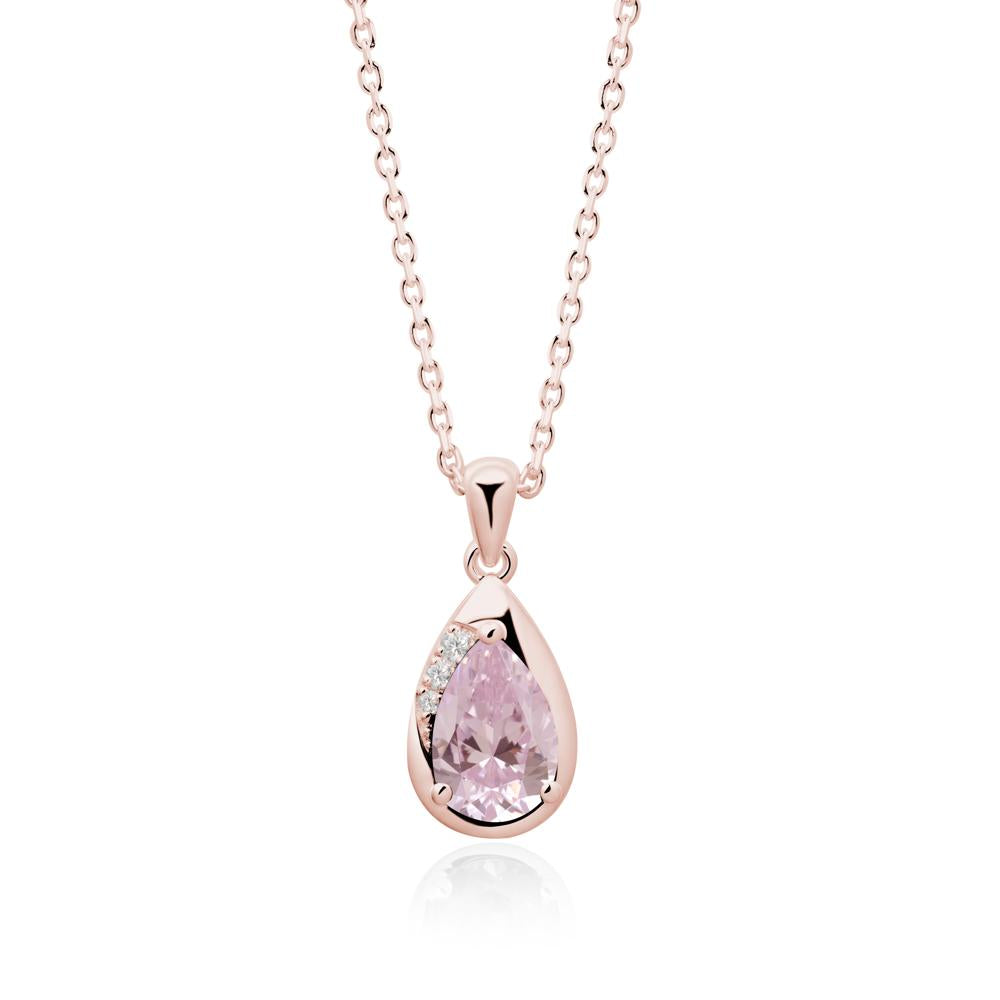 Modernist Pear Shaped Pink Cubic Zirconia Necklace - LUO Jewelry #metal_18k rose gold