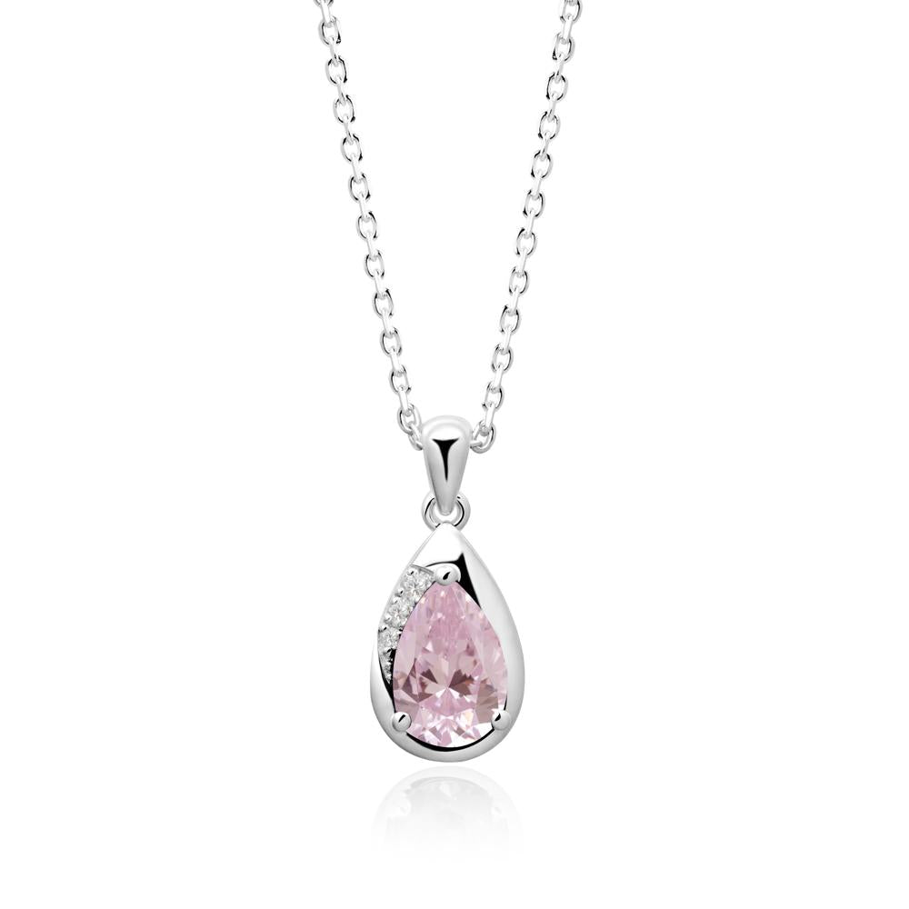 Modernist Pear Shaped Pink Cubic Zirconia Necklace - LUO Jewelry #metal_18k white gold