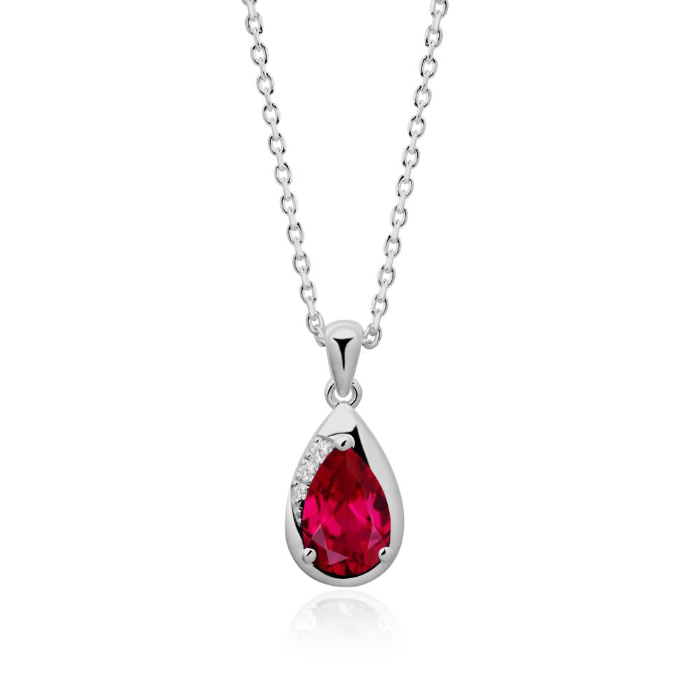 Modernist Teardrop Ruby Pendant - LUO Jewelry #metal_platinum
