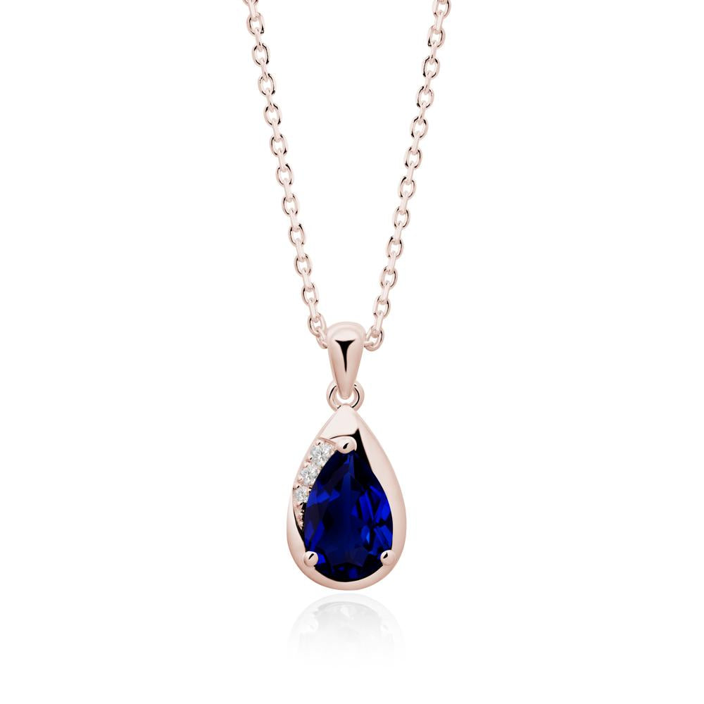 Modernist Teardrop Sapphire Necklace - LUO Jewelry #metal_14k rose gold
