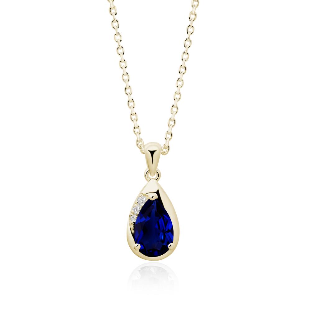 Modernist Teardrop Sapphire Necklace - LUO Jewelry #metal_14k yellow gold