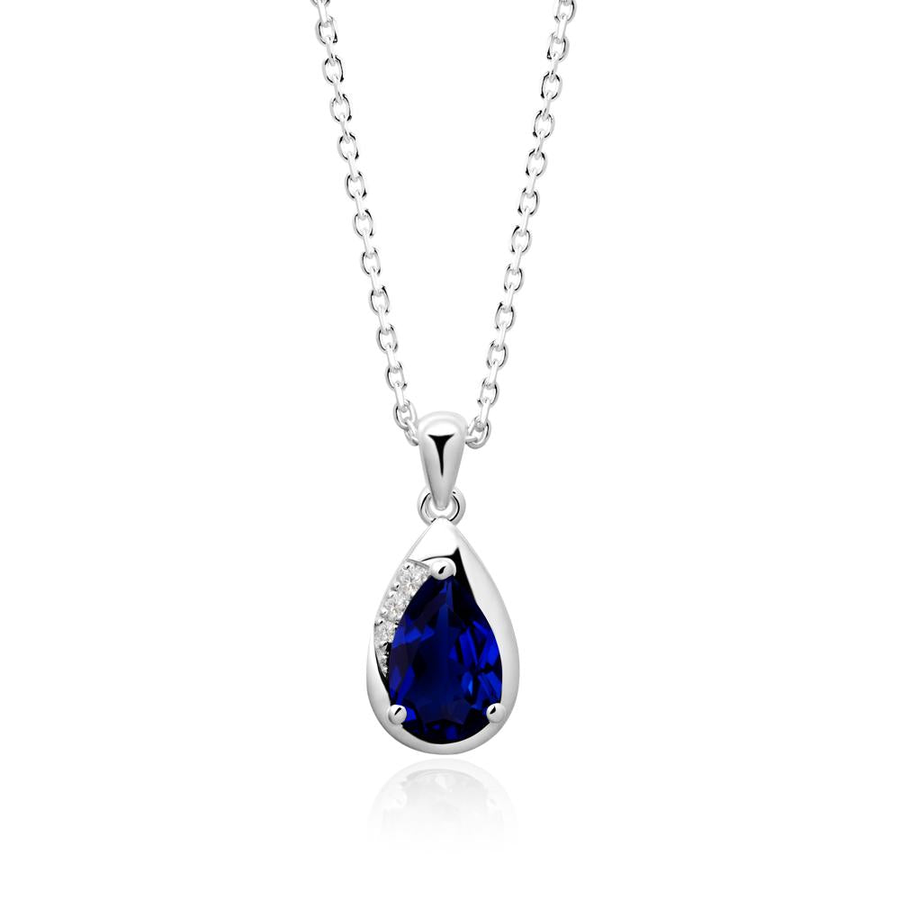 Modernist Teardrop Sapphire Necklace - LUO Jewelry #metal_18k white gold