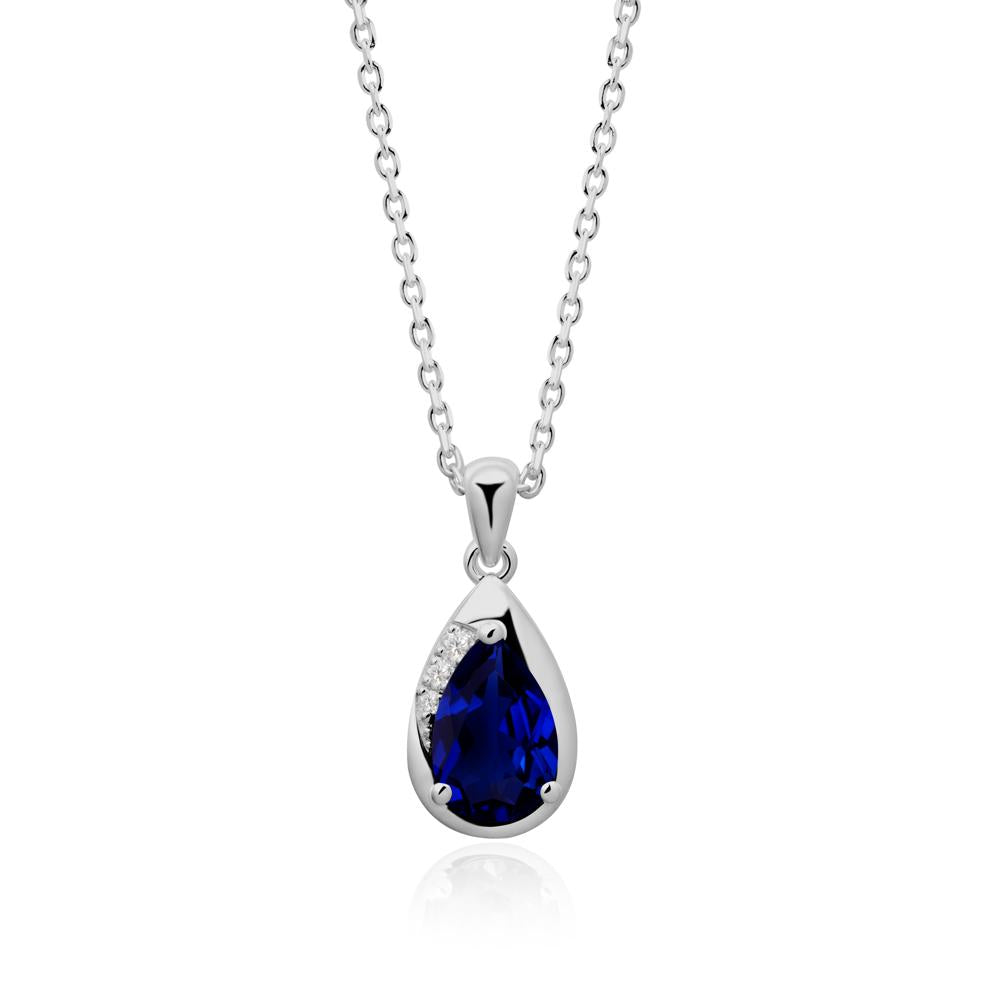 Modernist Teardrop Sapphire Necklace - LUO Jewelry #metal_platinum