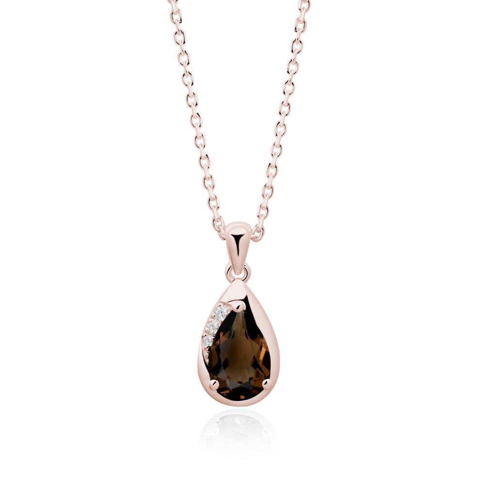 Modernist Pear Shaped Smoky Quartz Necklace - LUO Jewelry #metal_14k rose gold