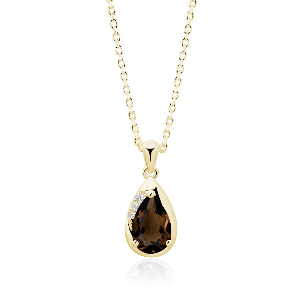 Modernist Pear Shaped Smoky Quartz Necklace - LUO Jewelry #metal_18k yellow gold