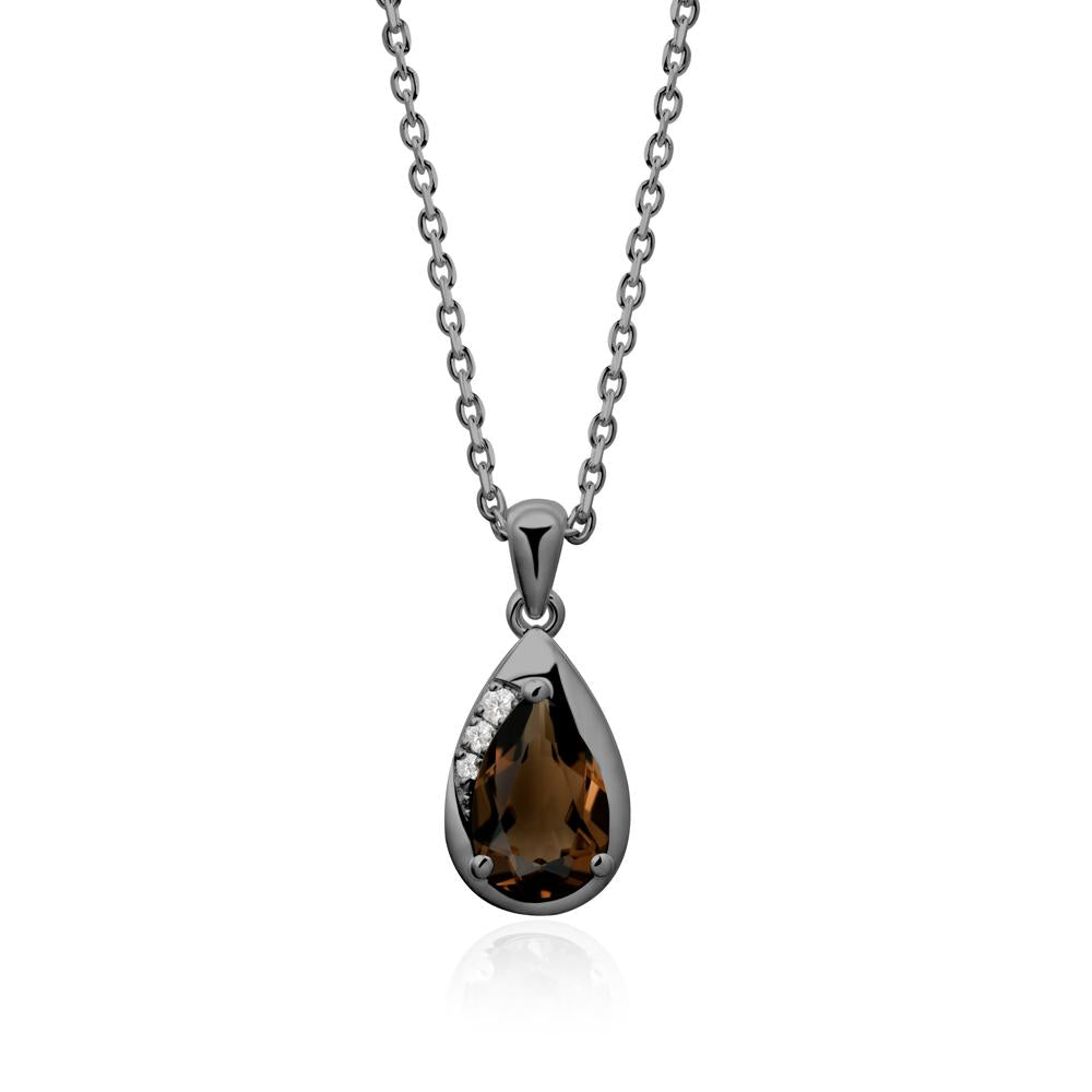 Modernist Pear Shaped Smoky Quartz Necklace - LUO Jewelry #metal_black finish sterling silver