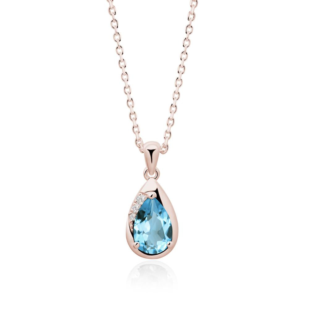 Modernist Teardrop Swiss Blue Topaz Necklace - LUO Jewelry #metal_14k rose gold