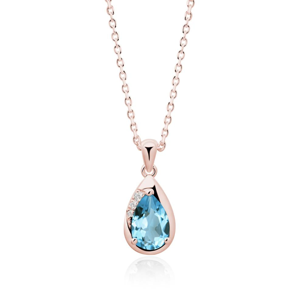Modernist Teardrop Swiss Blue Topaz Necklace - LUO Jewelry #metal_18k rose gold