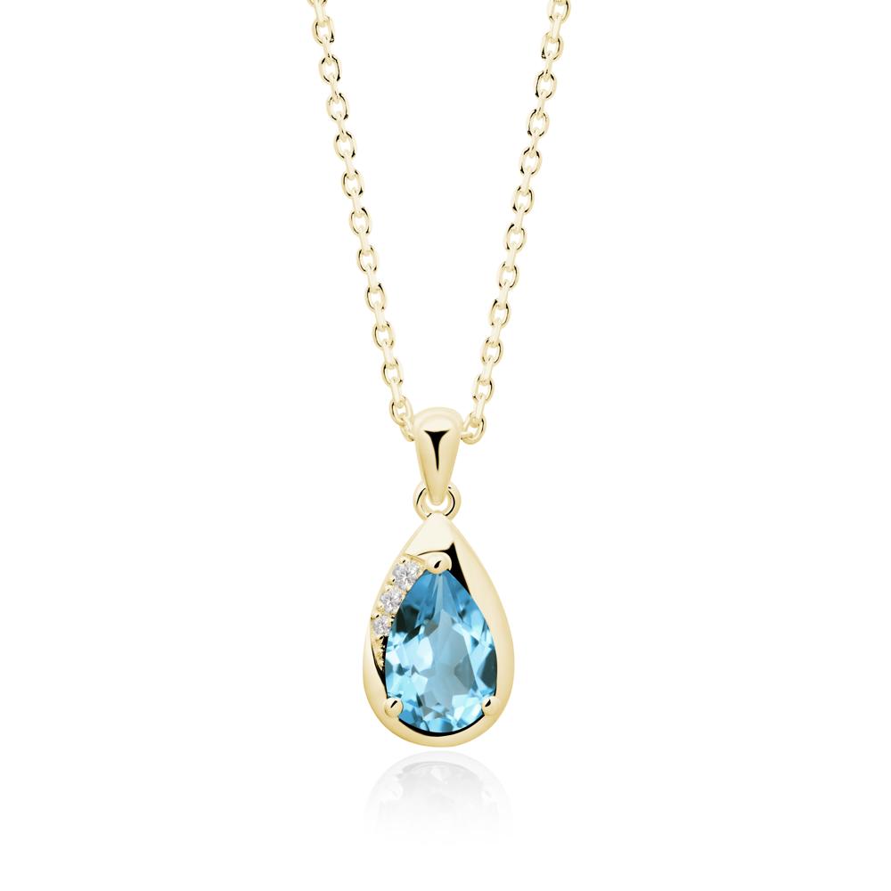 Modernist Teardrop Swiss Blue Topaz Necklace - LUO Jewelry #metal_18k yellow gold
