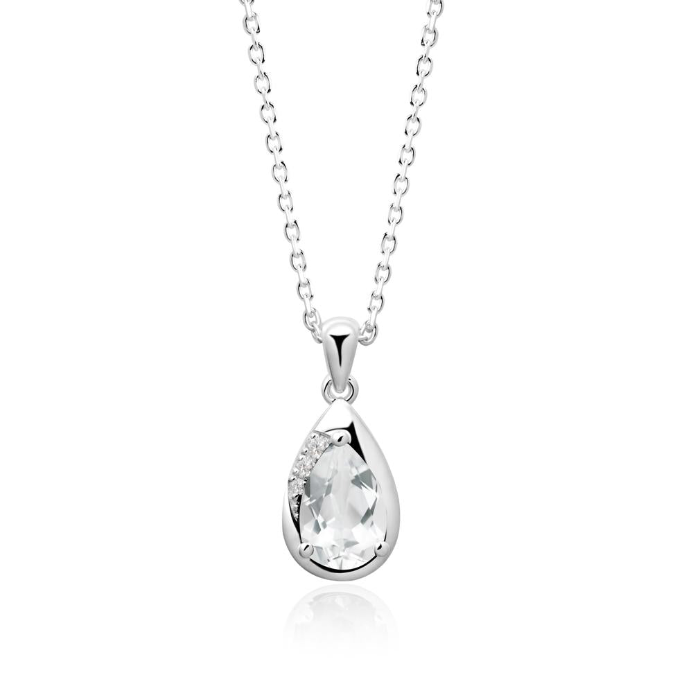 Modernist Teardrop White Topaz Necklace - LUO Jewelry #metal_14k white gold