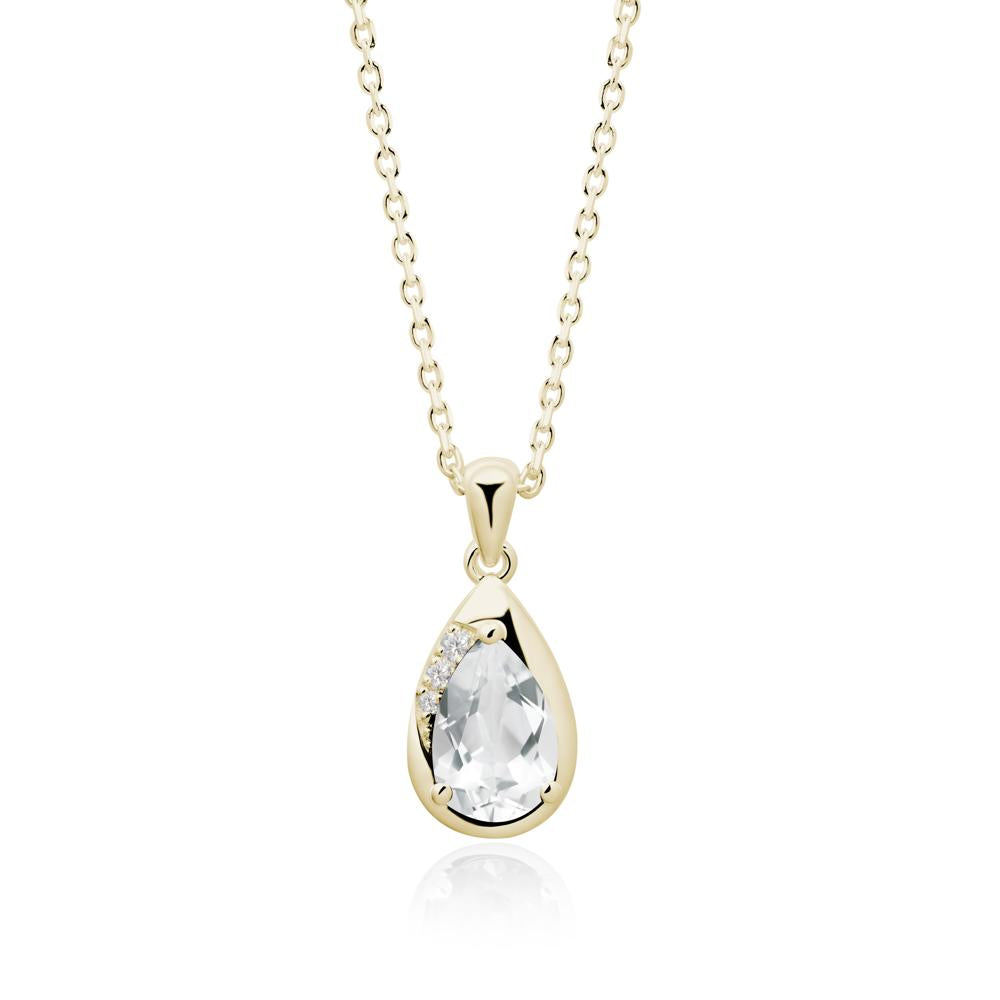 Modernist Teardrop White Topaz Necklace - LUO Jewelry #metal_14k yellow gold
