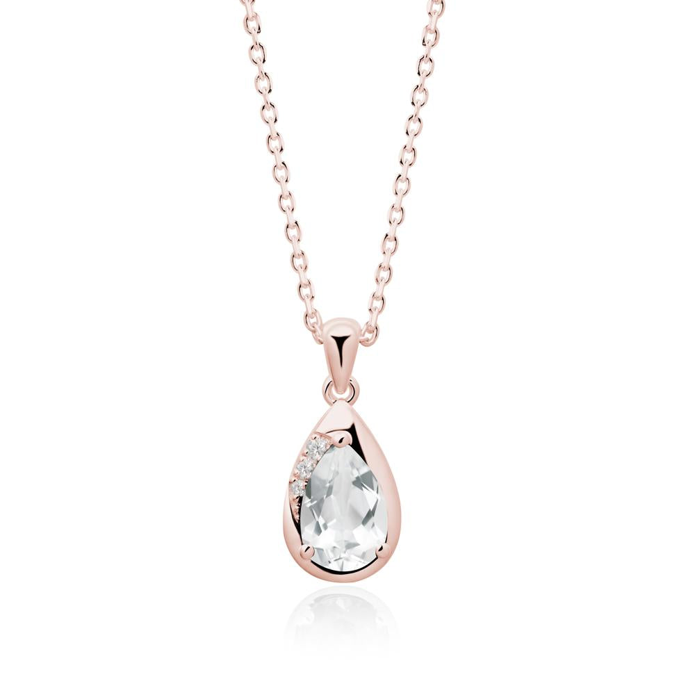 Modernist Teardrop White Topaz Necklace - LUO Jewelry #metal_18k rose gold