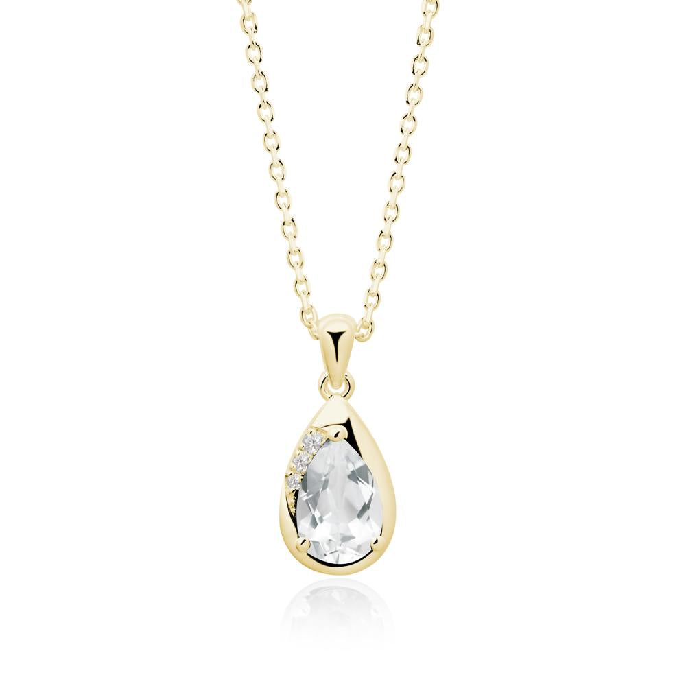 Modernist Teardrop White Topaz Necklace - LUO Jewelry #metal_18k yellow gold