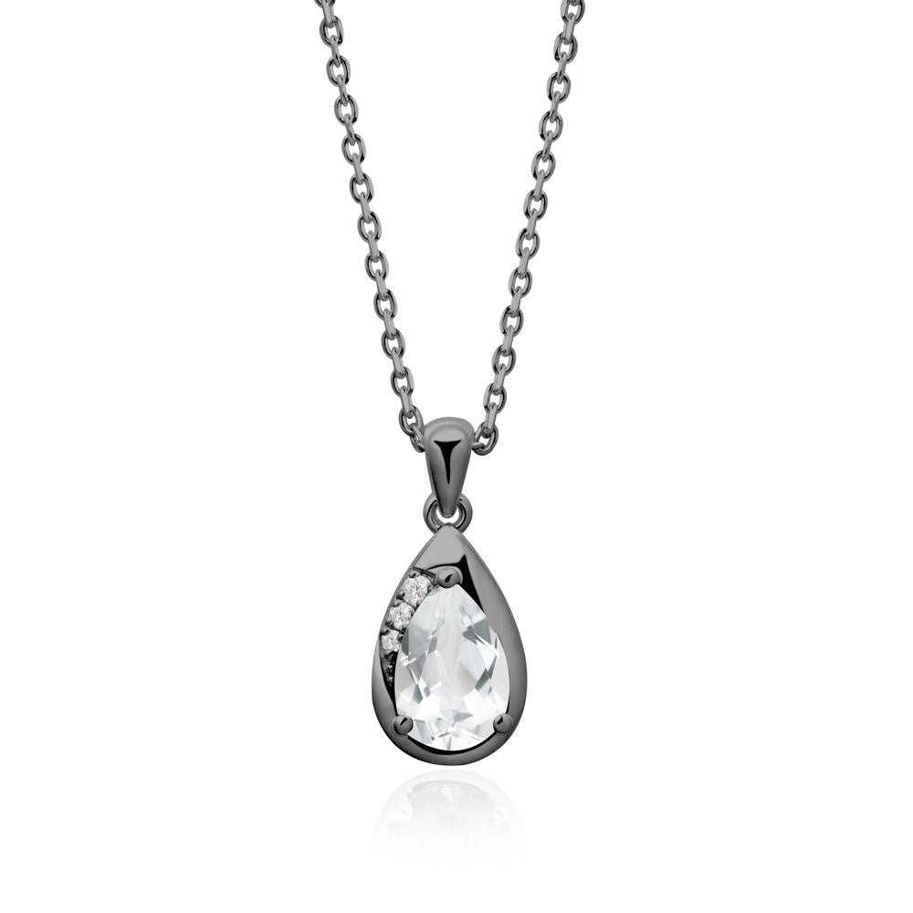 Modernist Teardrop White Topaz Necklace - LUO Jewelry #metal_black finish sterling silver