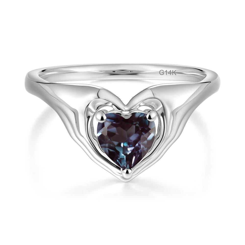 Alexandrite Claddagh Promise Ring - LUO Jewelry #metal_14k white gold