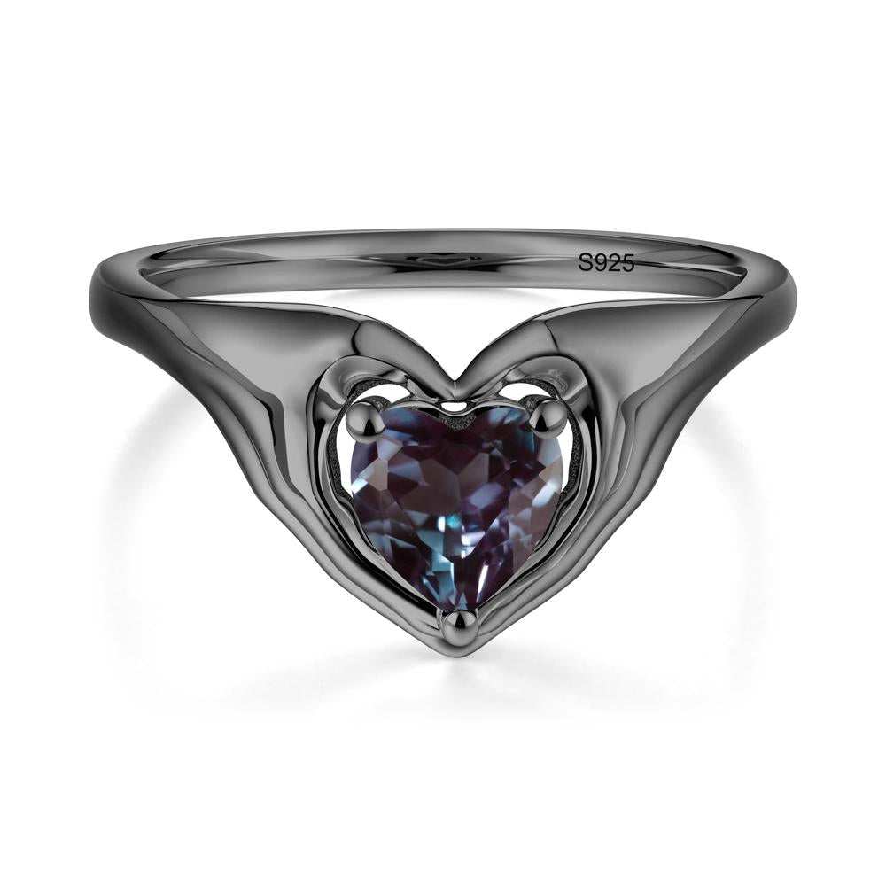 Alexandrite Claddagh Promise Ring - LUO Jewelry #metal_black finish sterling silver