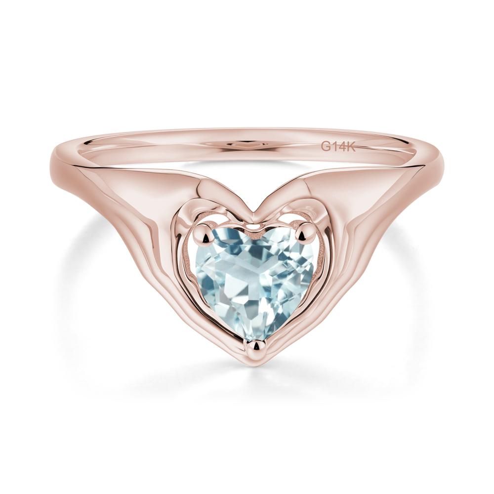 Aquamarine Claddagh Promise Ring - LUO Jewelry #metal_14k rose gold