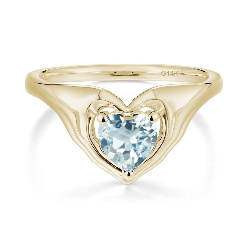 Aquamarine Claddagh Promise Ring - LUO Jewelry #metal_14k yellow gold
