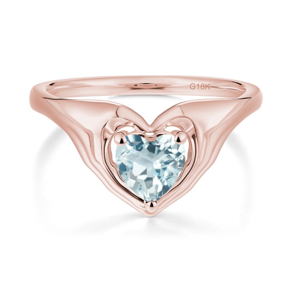 Aquamarine Claddagh Promise Ring - LUO Jewelry #metal_18k rose gold