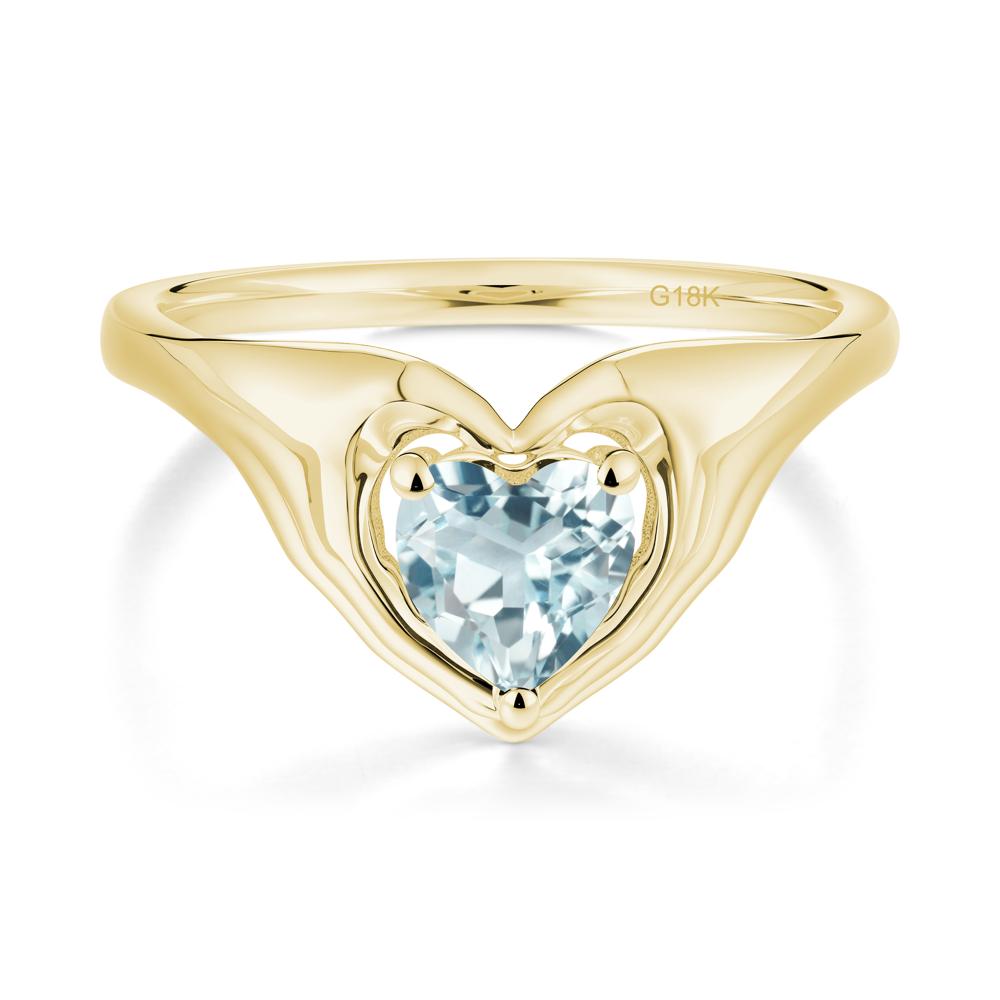 Aquamarine Claddagh Promise Ring - LUO Jewelry #metal_18k yellow gold