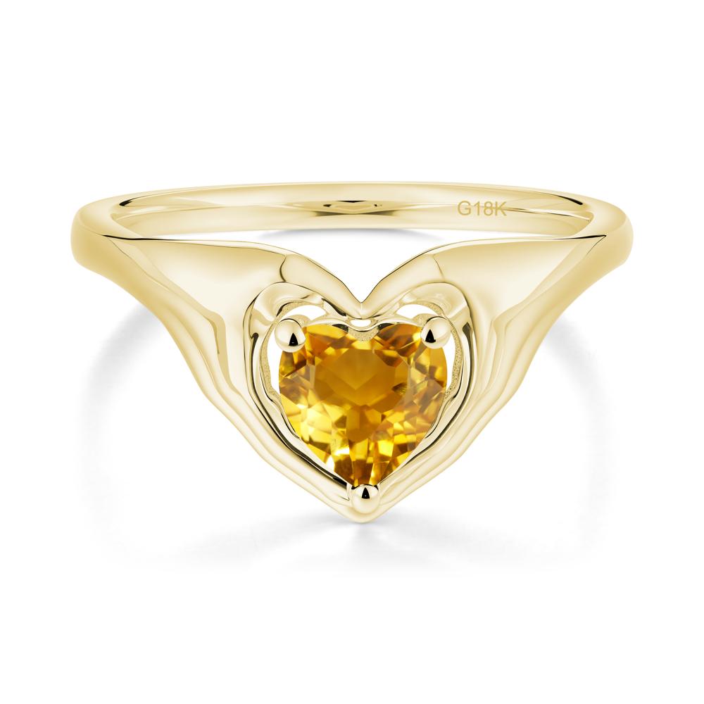 Heart Shapped Citrine Claddagh Ring - LUO Jewelry #metal_18k yellow gold