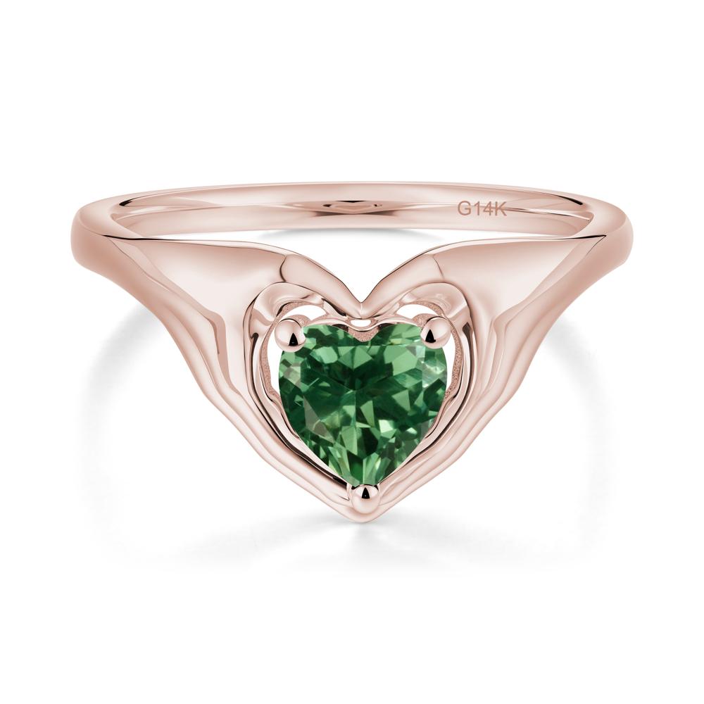 Green Sapphire Claddagh Promise Ring - LUO Jewelry #metal_14k rose gold