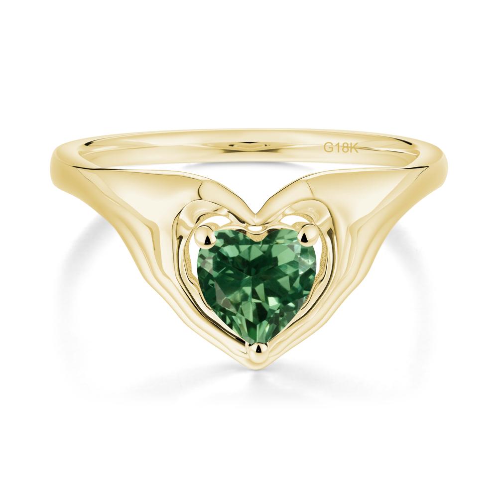 Green Sapphire Claddagh Promise Ring - LUO Jewelry #metal_18k yellow gold