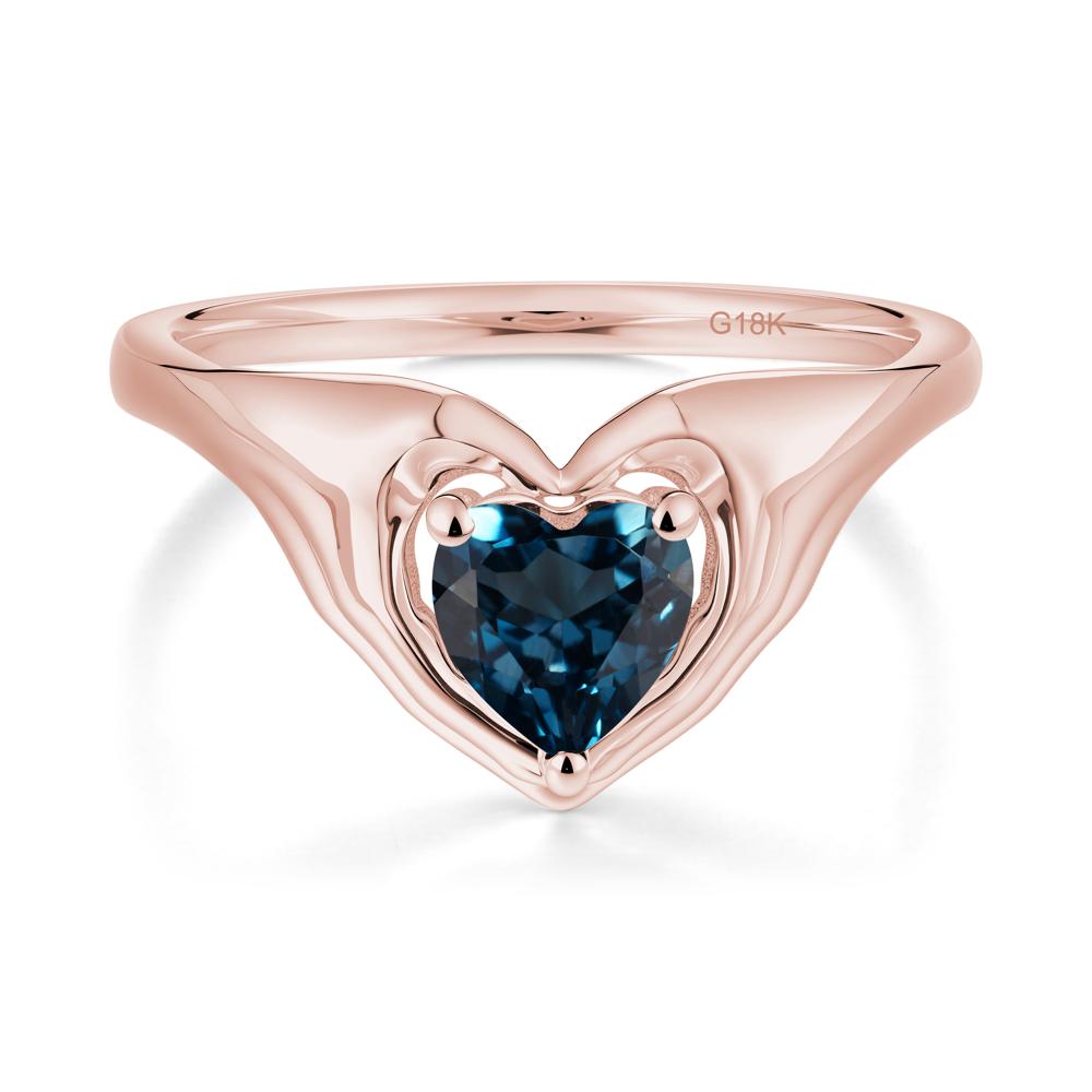 London Blue Topaz Claddagh Promise Ring - LUO Jewelry #metal_18k rose gold