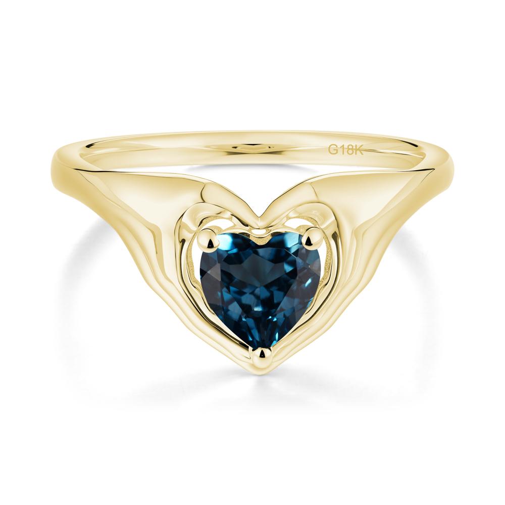 London Blue Topaz Claddagh Promise Ring - LUO Jewelry #metal_18k yellow gold