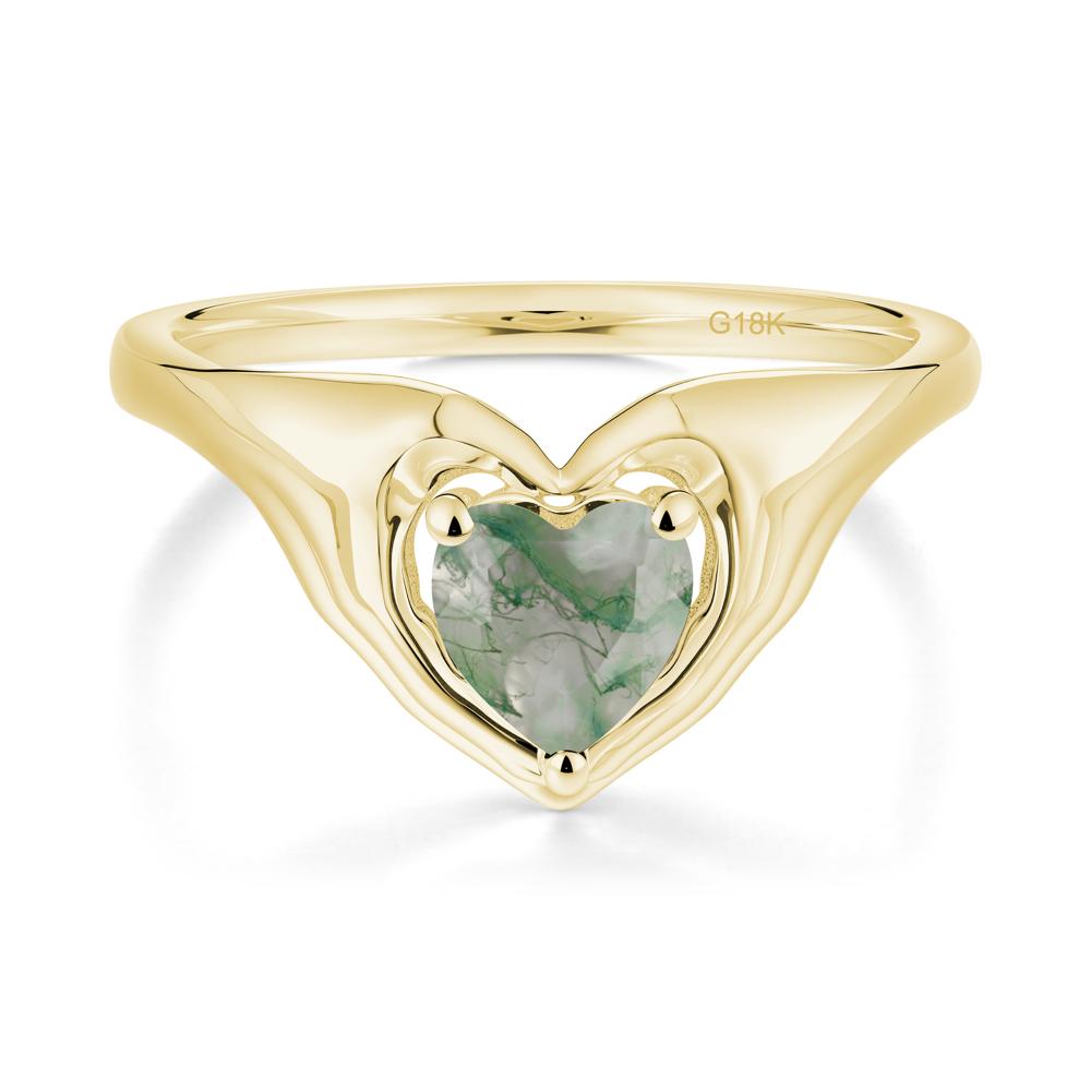 Moss Agate Claddagh Promise Ring - LUO Jewelry #metal_18k yellow gold